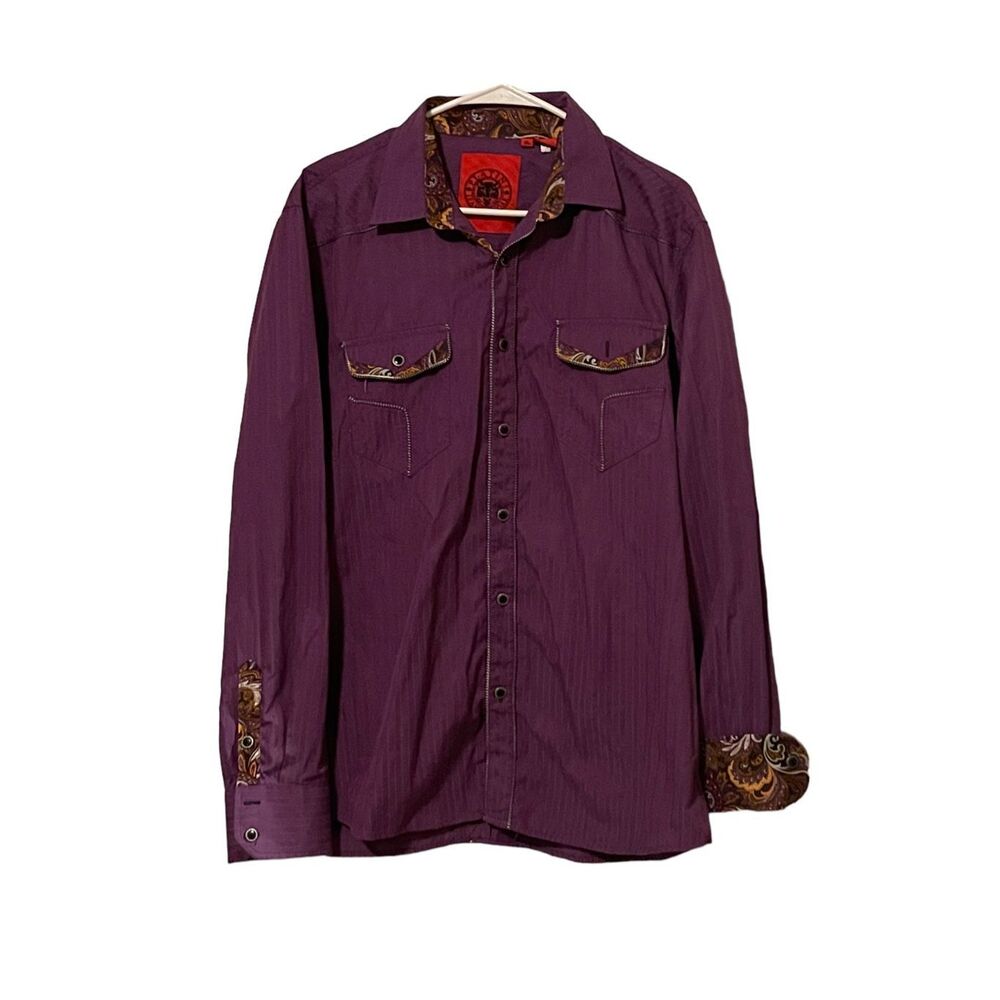 Platini Jeans Cougar Mens Purple Long Sleeve Button Up Shirt XL